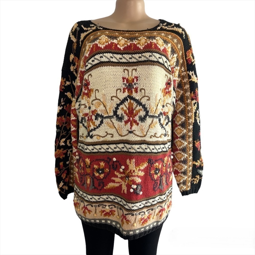 3/$30 ☀️ Style York Vintage Hand Knit Cottage Core Sweater Size Small